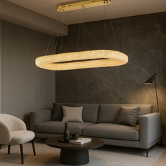 Pendul LED 90x30cm 75W cu Telecomanda Glow 3 Tipuri de Lumini Auriu
