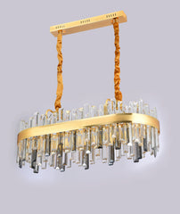 Pendul LED Diametru 80x30cm 140W Cristal cu Telecomanda Crystal 3 Tipuri de Lumini Auriu