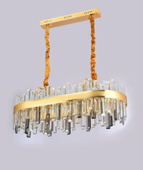 Pendul LED Cristal 80x30cm 140W cu Telecomanda 3 Tipuri de Lumini Auriu