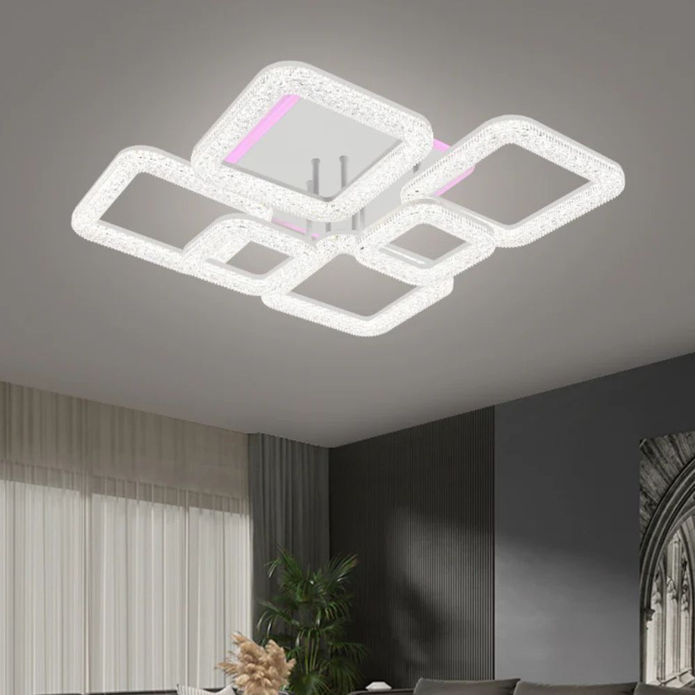 Lustra LED cu Telecomanda Safir 3 Tipuri de Lumini RGB 110W Alb