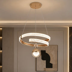 Pendul LED 48cm 107W Stace 3 Tipuri de Lumini Auriu