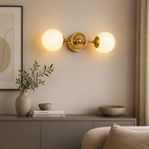 Lustra cu globuri albe 2XE27 48cm Auriu