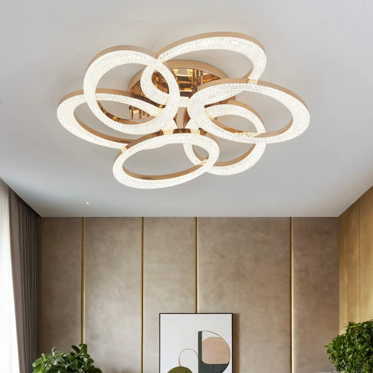 Lustra LED 168W cu Telecomanda Safir 3 Tipuri de Lumini Auriu