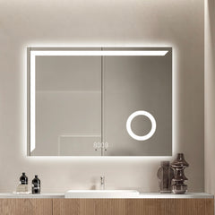 Oglinda LED Smart 80x60cm Senzor Miscare Lupa Dezaburire 3 Culori Luminoase Afisaj Ceas & Temperatura – Sticla Premium