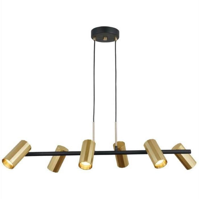 Pendul LED 74cm 6xGU10 Urban 3 Tipuri de Lumini Auriu + Negru