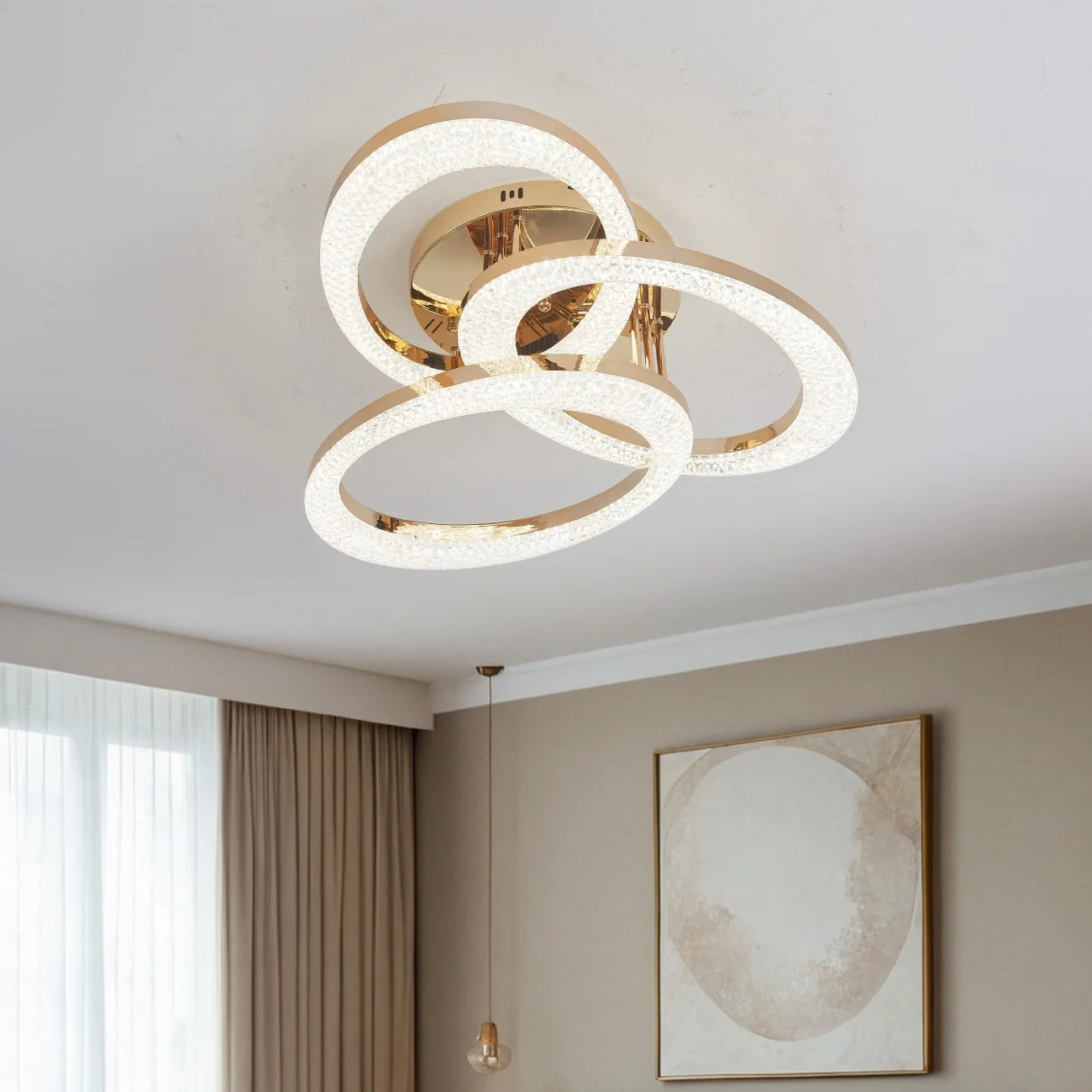 Lustra LED 144W cu Telecomanda Safir 3 Tipuri de Lumini Auriu