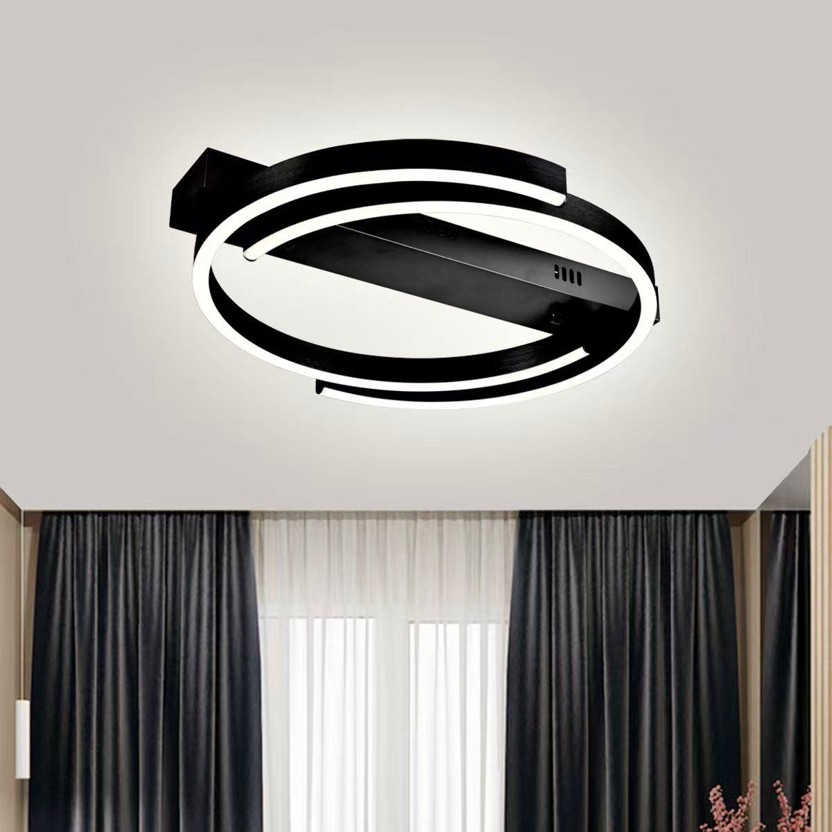 Lustra LED cu Telecomanda Kara 3 Tipuri de Lumini 66W Negru