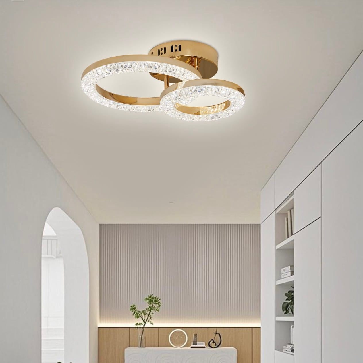 Lustra LED 25W cu Telecomanda Iris 3 Tipuri de Lumini Auriu