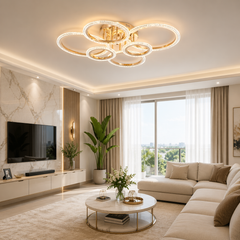 Lustra LED 132W cu Telecomanda Elixir 3 Tipuri de Lumini Auriu