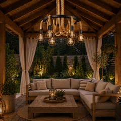 Pendul Rustic Premium 6xE27 Reglabil Diametru 60cm
