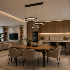 Pendul LED Diametru 60 + 40 + 30cm 160W cu Telecomanda Urban 3 Tipuri de Lumini Negru