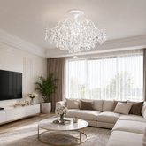 Candelabru Cristal Clover 6xE27 Diametru 60cm Alb