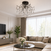 Candelabru Cristal Clover 6xE27 Diametru 60cm Negru