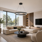 Pendul LED Diametru 50cm 70W cu Telecomanda Raven 3 Tipuri de Lumini Negru