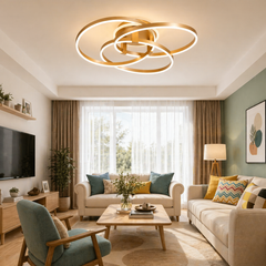 Lustra LED cu Telecomanda Azele 3 Tipuri de Lumini 240W Auriu