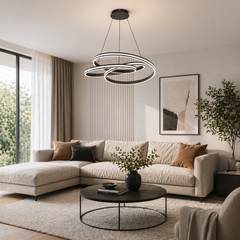 Pendul LED Diametru 50cm 120W cu Telecomanda Trinity 3 Tipuri de Lumini Negru