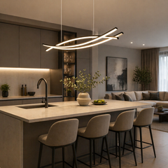 Pendul LED 80W 120cm cu Telecomanda Urban 3 Tipuri de Lumini Negru