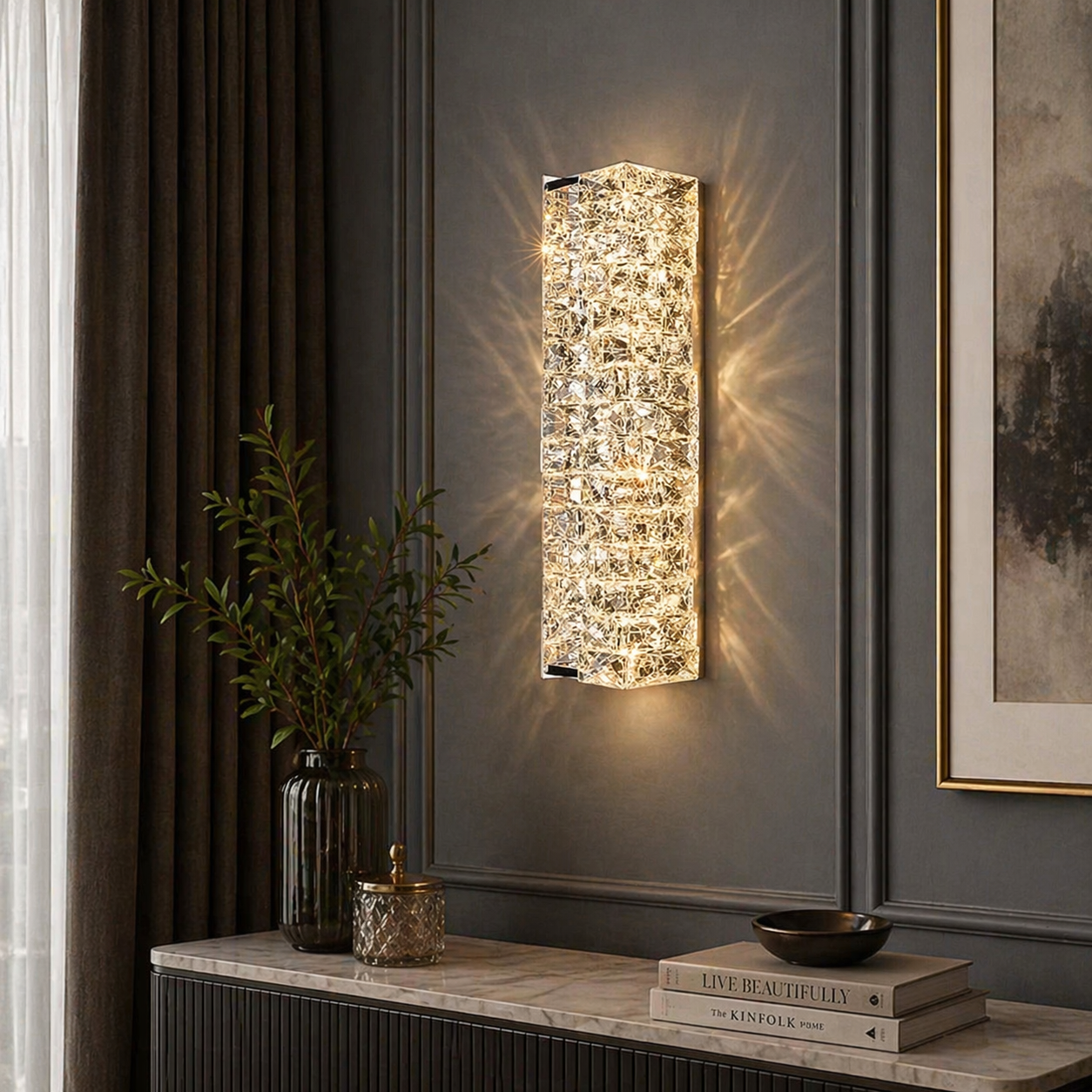 Aplica Crystal LED 46cm 3 Tipuri de Lumini 40W Argintiu