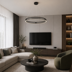 Pendul LED Diametru 40cm 92W cu Telecomanda Urban 3 Tipuri de Lumini Negru
