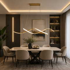 Pendul LED 80cm 76W cu Telecomanda Trinity 3 Tipuri de Lumini Auriu