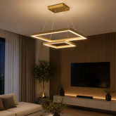 Pendul LED Diametru 50 + 30cm 112W cu Telecomanda Urban 3 Tipuri de Lumini Auriu