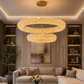 Pendul LED 60 + 40cm 100W cu Telecomanda Glow 3 Tipuri de Lumini Auriu