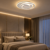 Plafoniera LED Diametru 50cm 200W Cristal cu Telecomanda Raisa 3 Tipuri de Lumini Alb