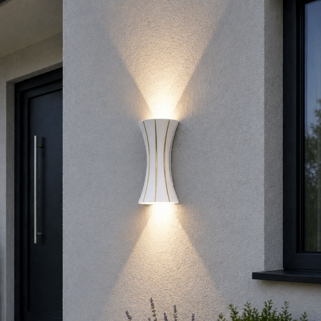 Aplica LED Exterior Cube Lumina Calda 3000K 10W 30cm Alb + Auriu