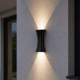 Aplica LED Exterior Cube Lumina Calda 3000K 10W 30cm Negru + Auriu