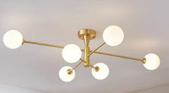 Lustra Globuri Albe 6xG9 85cm Auriu