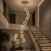 Pendul LED Diametru 40cm 140W cu Telecomanda Trinity 3 Tipuri de Lumini Auriu