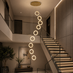 Pendul LED Diametru 40cm 140W cu Telecomanda Trinity 3 Tipuri de Lumini Auriu
