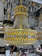 Candelabru Clasic Auriu Cristale 58cm