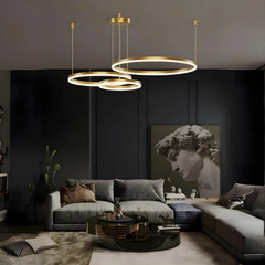 Pendul LED Diametru 60 + 40 + 30cm 160W cu Telecomanda Raven 3 Tipuri de Lumini Auriu
