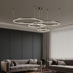 Pendul LED Diametru 60 + 50 + 40 + 30cm 240W cu Telecomanda Raven 3 Tipuri de Lumini Negru