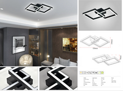 Lustra LED 37W Taiga cu Telecomanda 3 Tipuri de Lumini Negru