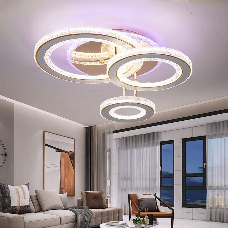 Lustra LED 174W Imperial RGB cu Telecomanda 3 Tipuri de Lumini Auriu + Alb