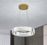 Pendul LED Diametru 40cm 64W Cristal cu Telecomanda Crystal 3 Tipuri de Lumini Auriu