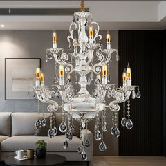 Candelabru Clasic Alb+Auriu 2 Randuri 12 Brate
