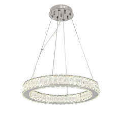 Pendul LED Diametru 50cm 100W cu Telecomanda Crystal 3 Tipuri de Lumini Crom