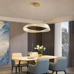 Pendul LED Diametru 40cm 48W Cristal cu Telecomanda Crystal 3 Tipuri de Lumini Auriu