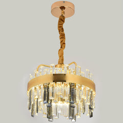 Pendul LED Diametru 40cm 92W Cristal cu Telecomanda Crystal 3 Tipuri de Lumini Auriu