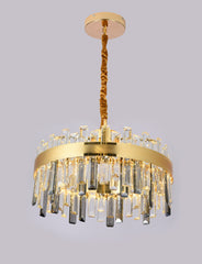 Pendul LED Diametru 50cm 112W Cristal cu Telecomanda Crystal 3 Tipuri de Lumini Auriu