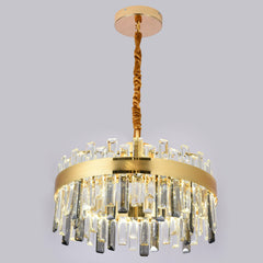 Pendul LED Diametru 50cm 112W Cristal cu Telecomanda Crystal 3 Tipuri de Lumini Auriu