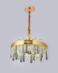 Pendul LED Diametru 50cm 112W Cristal cu Telecomanda Crystal 3 Tipuri de Lumini Auriu