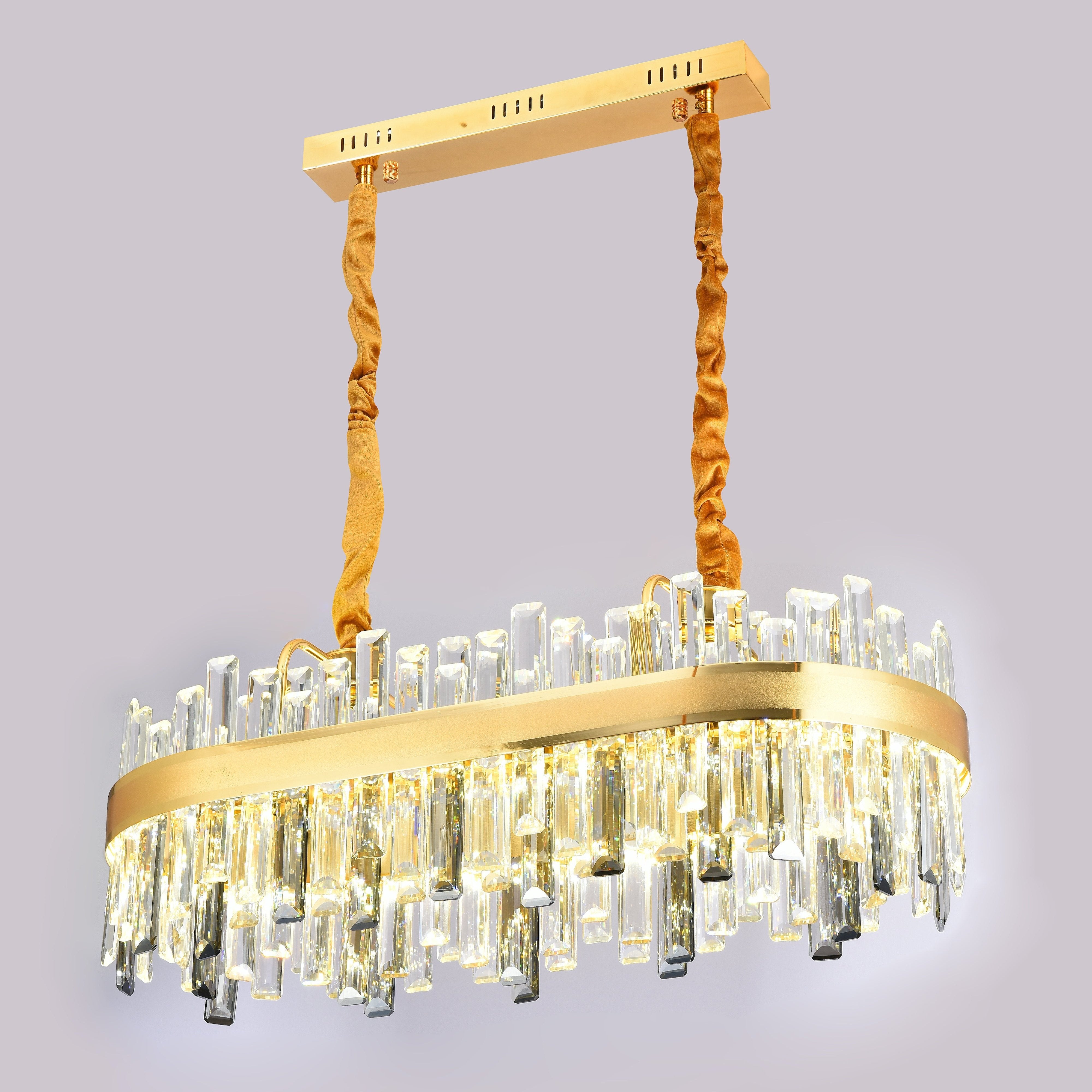Pendul LED Cristal 80x30cm 140W cu Telecomanda 3 Tipuri de Lumini Auriu