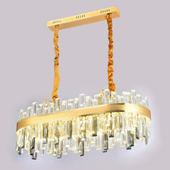 Pendul LED Diametru 80x30cm 140W Cristal cu Telecomanda Crystal 3 Tipuri de Lumini Auriu