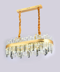 Pendul LED Diametru 80x30cm 140W Cristal cu Telecomanda Crystal 3 Tipuri de Lumini Auriu