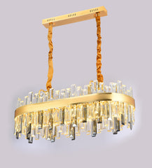 Pendul LED Diametru 80x30cm 140W Cristal cu Telecomanda Crystal 3 Tipuri de Lumini Auriu