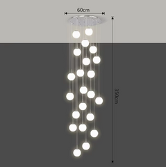 Candelabru Moon 25xE27 Diametru 60cm Argintiu